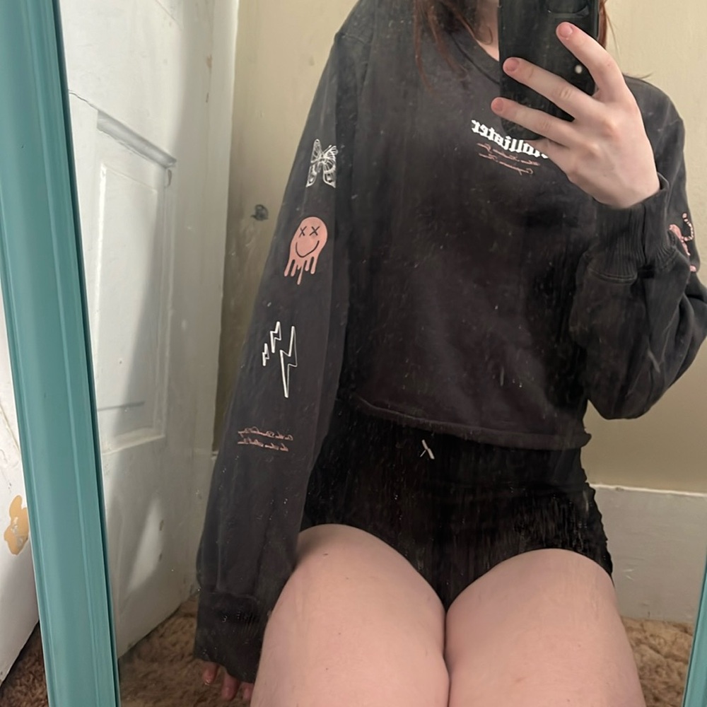 Hollister sweatshirt cropped, dark grey